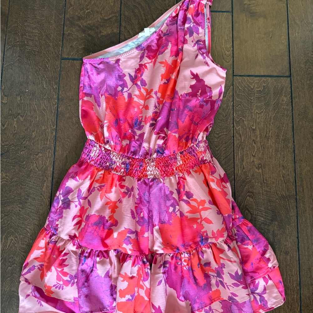 Entro Pink and Purple One Shoulder Dress